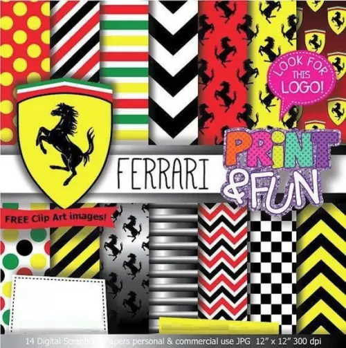 Kit Papel Digital Scrapbook Ferrari