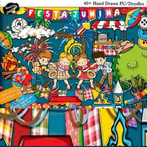 Kit Digital Festa Junina Sao João Cliparts Arquivo Silhouete