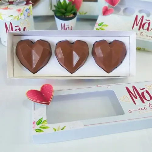 Arquivo Silhouette Caixa 03 Corações 65g dia das mães