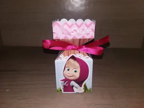 Arquivo Silhouette Infantil Caixa Meia Bala Masha E O Urso