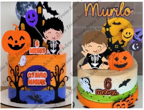 Topo de Bolo Camadas Mesversario Halloween 2 Arquivos