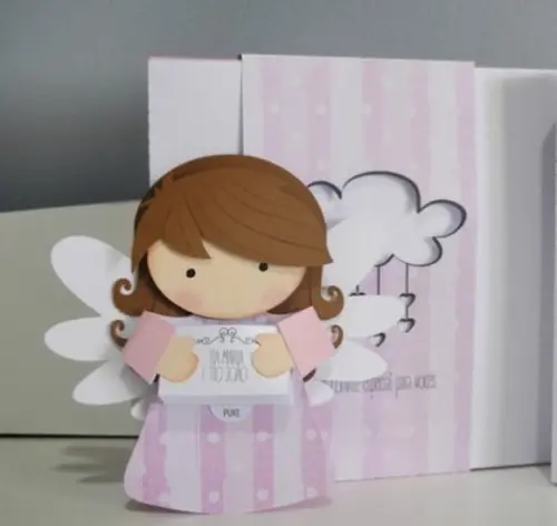 Arquivo Silhouette Convite Batizado Anjo Menina