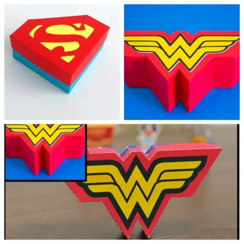 Arquivo Silhouette Caixa Superman Mulher Maravilha