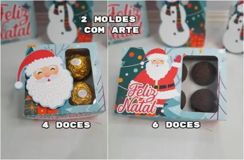 Arquivo Silhouette Caixa 4 e 6 Doces Natal