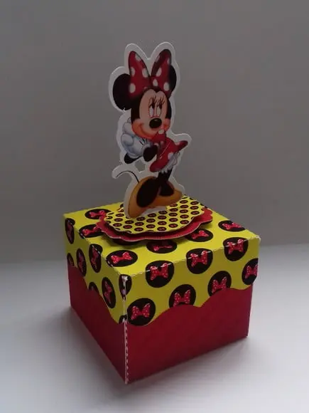 Arquivo Silhouette Caixa Cubo Brownie Minnie