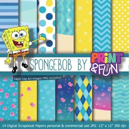 Kit Papel Digital Scrapbook Bob Esponja