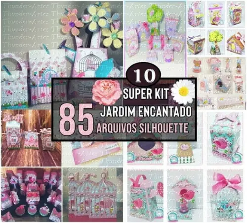 Arquivo de Corte Silhouette 10 Kits Jardim Encantad