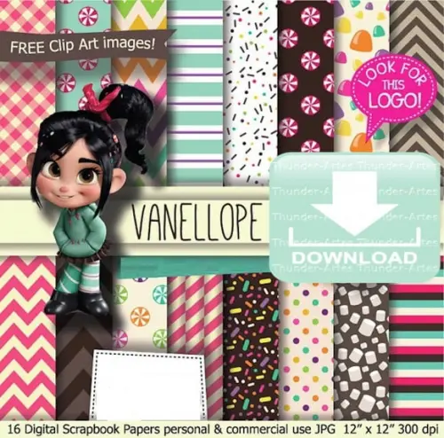 Kit Papel Digital Vanellope Detona Ralph