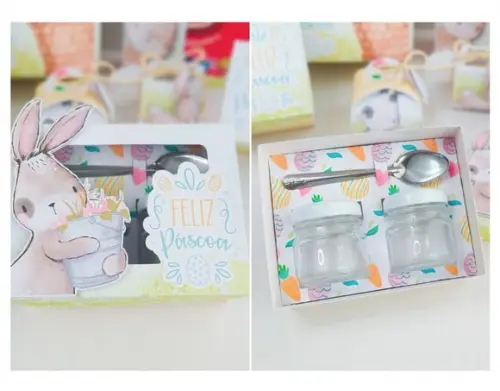 Arquivo de Corte Caixa 2 Potinhos 30g Páscoa Coelhos