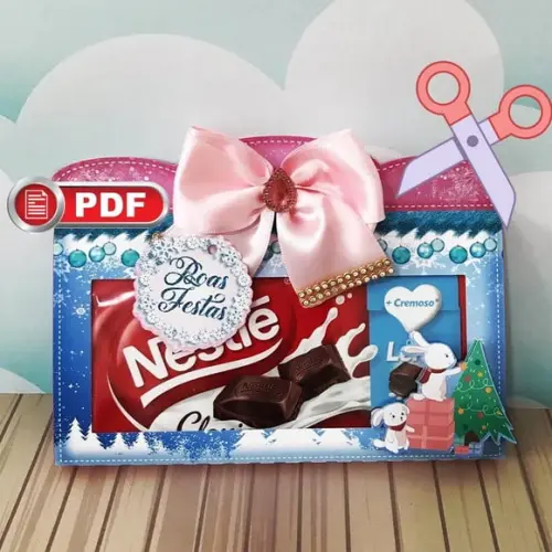 Arquivo pdf Porta Caixa Chocolate 100g Natal Corte Tesoura