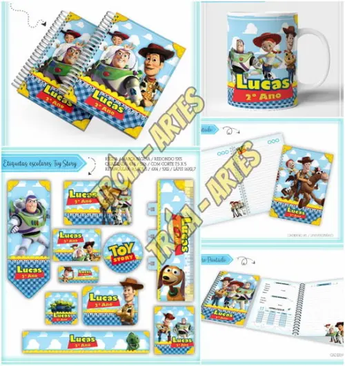 Arquivo Silhouette Kit Etiqueta e Agenda Escolar Toy Story