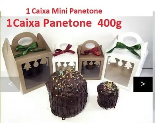 Caixa Panetone Mini e 400g - Arquivo Silhouette - Folha A4