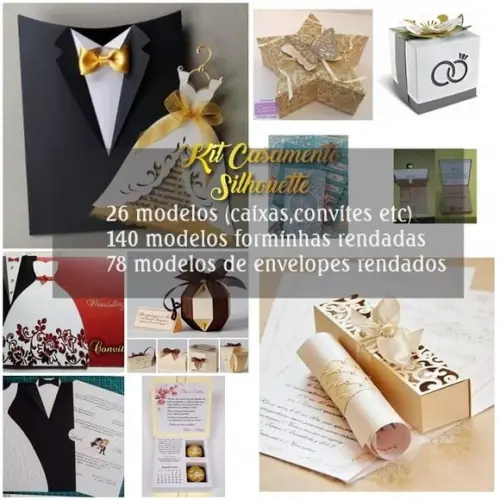 Kit Casamento Caixas Convites Envelopes Arquivos SL