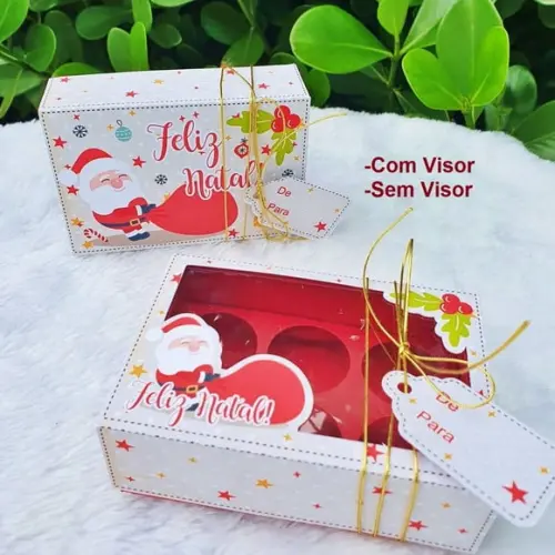 Arquivo Silhouette Caixa 6 Doces com Visor Natal