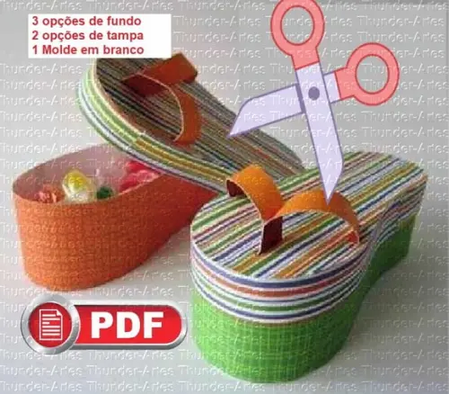 Arquivo (pdf) Silhouette Caixa Chinelo 3d Sandalia Tesoura