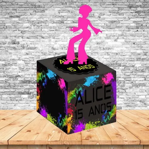 Arquivo Silhouette Caixa Cubo Brownie Festa Balada Neon