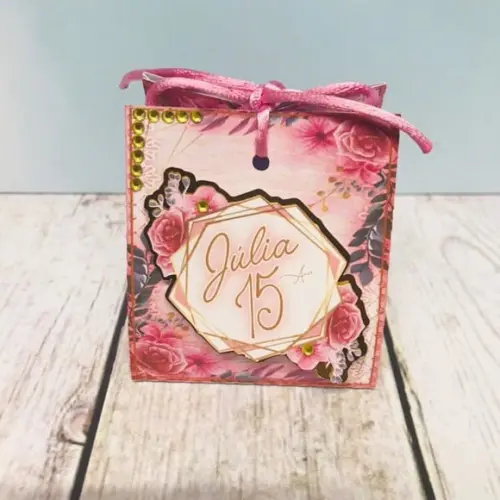 Molde para Corte Mini Sacolinha Aniversário 15 Anos