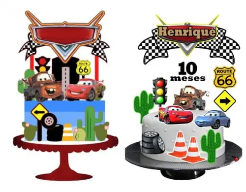 Arquivo Silhouette Topo Bolo Mesversário Carros 2 Arquivos