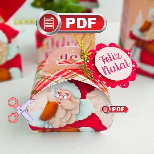 Arquivo pdf Caixa Trouxinha Bem Casado Natal Tesoura