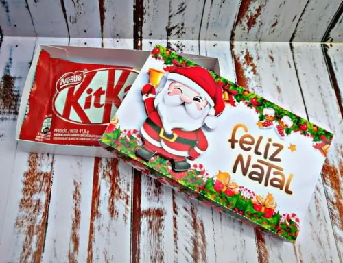 Molde para Corte Caixa Kitkat Natal