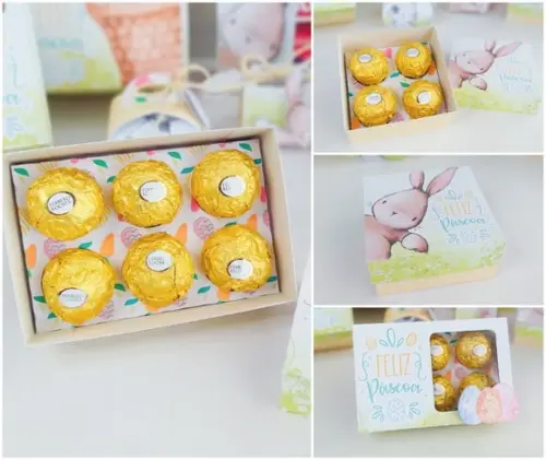 Arquivo de Corte Caixa 4 e 6 Doces Páscoa Coelhos