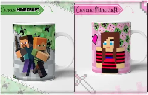 Estampa para Canecas Minecraft Menino e Menina