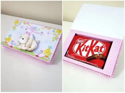 Arquivo Silhouette Caixa Kit Kat Pascoa Rosa Menina