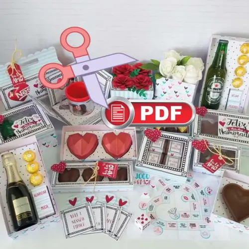 Arquivo pdf Kit Caixas Doces Presentes Namorados Tesourete