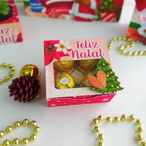 Caixa para 4 Doces Natal Arquivo Silhouette Quatro Docinhos