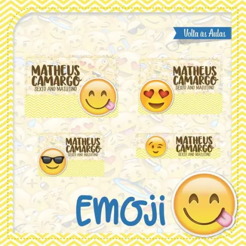 Arquivo de Corte Etiqueta Escolar Emoji