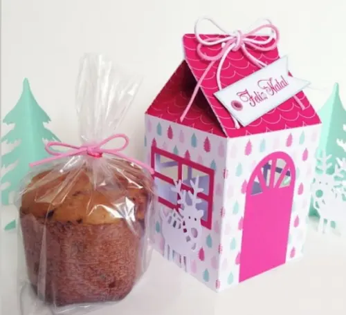 Arquivo Silhouette Caixa Casinha Mini Panetone Natal