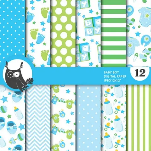 Kit Papel Digital Chá Bebê Menino