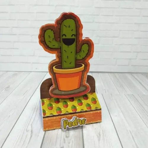 Arquivo Silhouette Caixinha Porta bis Cactos Menino