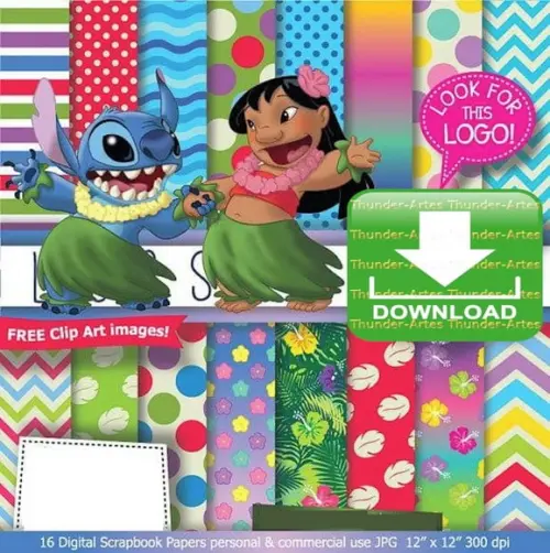 Kit Papel Digital Lilo E Stitch