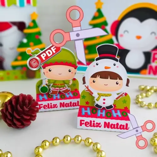 Porta Bis Duplo Natal Infantil - Arquivo pdf Corte Tesoura