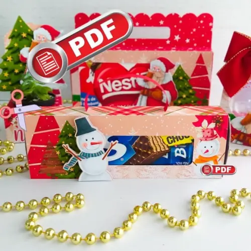 Arquivo pdf Caixa para Caixa de Bis Natal Corte Tesoura