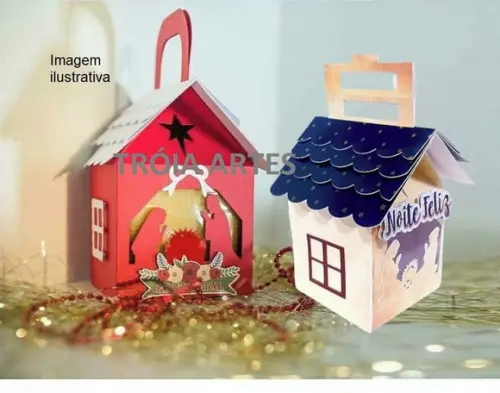 Arquivo Silhouette Caixa Presepio Mini Panetone Natal