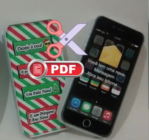 Arquivo pdf Tesoura Caixa Bis e Batom Celular Natal