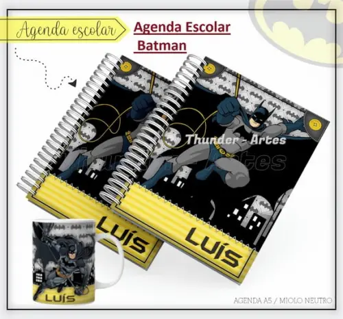 Arquivo Silhouette Etiquetas e Agenda Escolar Batman