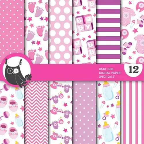 Kit Papel Digital Chá Bebê Menina