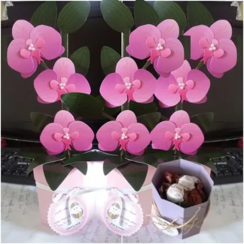 Arquivo de Corte Caixa Doces Orquídea Rosa Mães / Namoradas