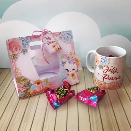 Arquivo Silhouette Embalagem para Caneca Páscoa Menina
