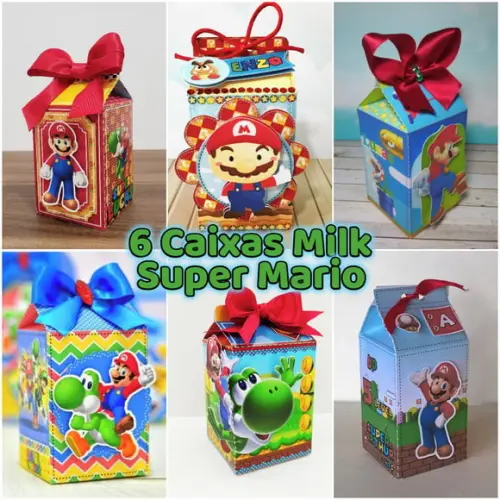 Arquivo de Corte Caixa Milk Mario Bros 6 Moldes