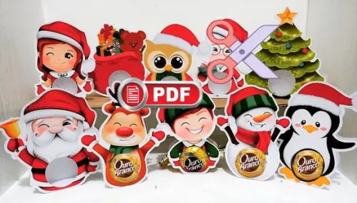 Arquivo pdf Porta Bombom Natal para Tesourete