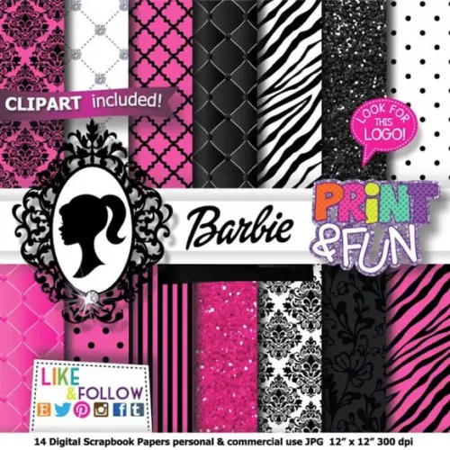 Kit Papel Digital Scrapbook Barbie
