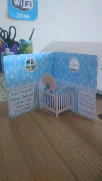Arquivo de Corte Silhouette Convite 3d para Cha de Bebe