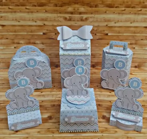 Arquivo de Corte Kit Chá de Bebê Elefantinho Azul
