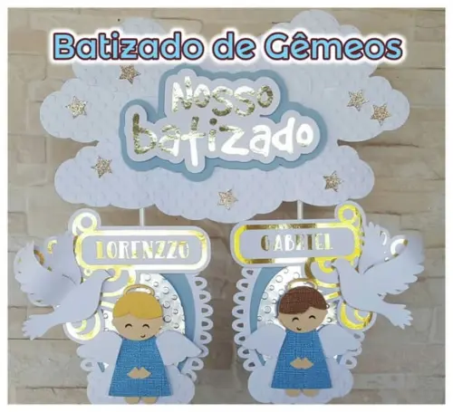 Arquivo Silhouette Topo Bolo Camadas Batizado Irmãos
