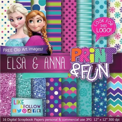 Kit Papel Digital Scrapbook Frozen