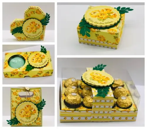 Arquivo Silhouette Caixa Doces Dia das Mães Yellow